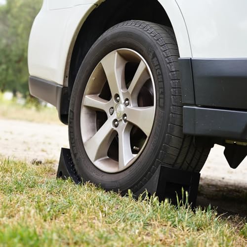 SECURITYMAN Heavy Duty Wheel Chocks (2 Pack) - Durable, Non-Slip, Solid Rubber Wheel Chocks for Boat Trailers, RV, Truck, Camper - Grip on All Surfaces - Trailer Wheel Chocks - Black - color: Black, size: 2 Pack