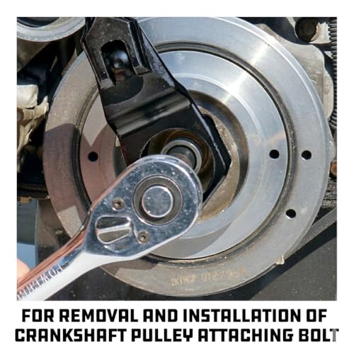 Powerbuilt Crankshaft Crank Pulley Removal Tool, 50mm Holder, Remover and Installer Socket Wrench, Honda and Acura - 648796,Black