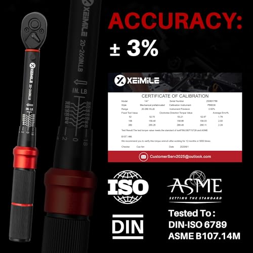 51Pc 1/4"Drive Torque Wrench Set 20-260In.Lb for Bicycle Motorcycle | Inch Pound Click Bike Torque Wrench(2.3-29.4Nm),72T Dual Direction 3% Precision,Small Torque for Car,Lug Nut,Gunsmithing DIY - size: 1/4"DR.20-260In.Lb TW Set