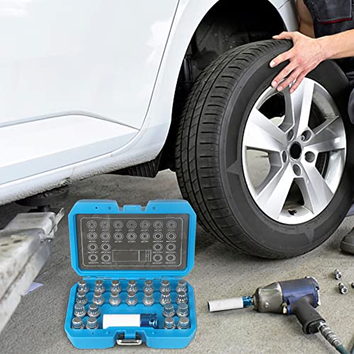 23pcs Wheel Lock Nuts Removal Kit for VW Volkswagen - Lug Nuts Screw Remover Socket Set With 1/2 Inch (12.7mm) Adapter - Compatible With VW Vehicles