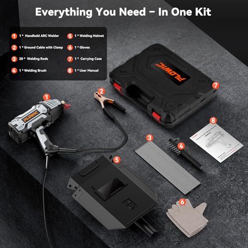 Portable Handheld Welding Machine 110V: 200A IGBT Inverter ARC Welder Gun with Digital Display & 6-Level Current Control, Hot Start & Anti-Stick Fits for 3/32"-1/8" Stick Rod - style: MMA200