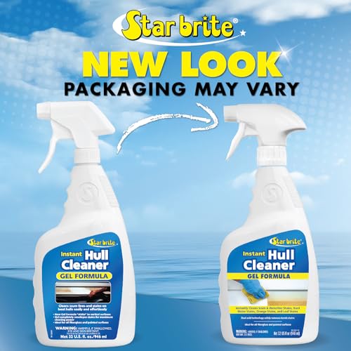 STAR BRITE Instant Hull Cleaner - 32 Oz Gel Spray - Easily Remove Stains, Scum Lines & Grime on Boat Hulls, Fiberglass, Plastic & Painted Surfaces - Easy to Use Formula (096132) - size: 32 Fl Oz (Pack of 1)