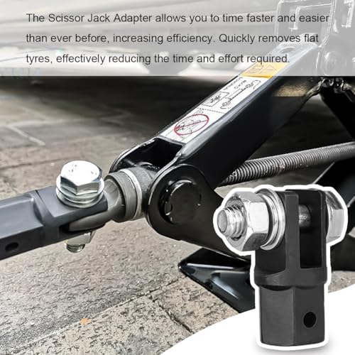 KVAEY 1/2" Scissor Jack Adapter, Scissor Jack Drill Adapter for 1/2 Inch Drive Socket or 13/16 Inch Lug Wrench, Drive Impact Wrench Automotive Sturdy Power Jacks Connector