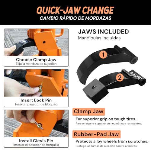 SEKAM Manual Tire Bead Breaker Tool for Tires Removal, 38"-42" Tire Changer with Handle and Rubber Pad, Heavy Duty Bead Buster Tool for ATV, UTV, Tractor, Truck, Motorcycle & Car Tires (Orange)