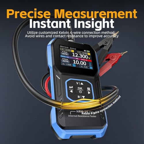 HRM-10 Voltage Internal Resistance Tester, Automatic Voltage Meter, TFT High-Definition Screen Car Tester, 100V 200Ω, Digital Analyzer - size: 1*Internal Resistance Meter+A+B+C