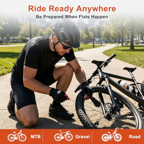 Linkstyle Tubeless Bike Repair Kit: Portable Tubeless Tire Plug Tool with Valve Core Tool for Emergency Mountain Road Gravel Bike Tire Puncture Repair | Quick Tubeless Tire Repair Without Wheel Removal