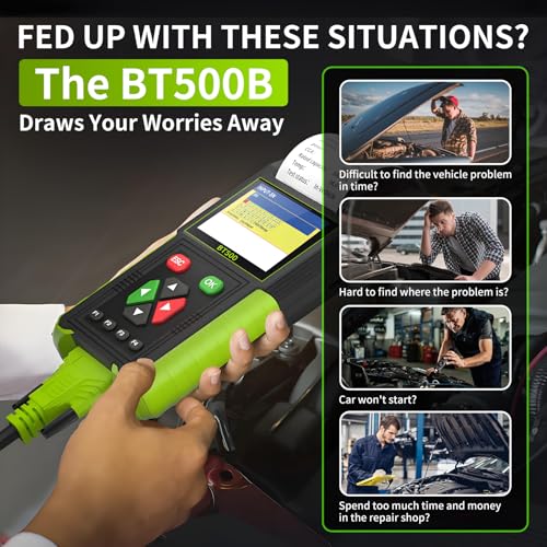 BT500 12V 24V Automotive Battery Tester with Printer - 20-2000 CCA Load Tester, Alternator/Relay/Leakage Tester for Car & Heavy Duty Truck