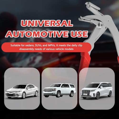 Car Clip Pliers,2026 New Spring-Loaded Auto Fastener Clip Removal Pliers with Precision Jaws for Door Panel/Dashboard,Stainless Steel Clips Removal Plier with Anti-Slip Grip