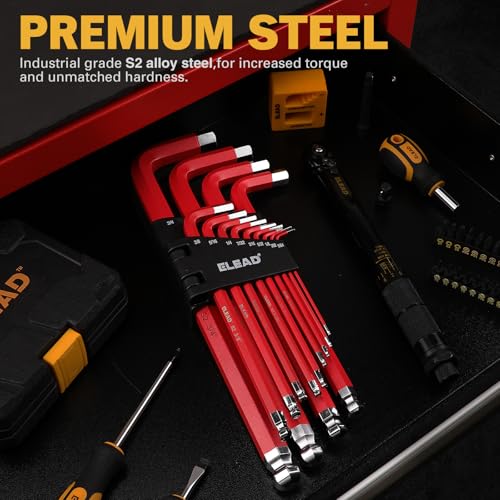 ELEAD Jumbo Hex Key Allen Wrench Set | 13-Piece SAE 5/64"-3/4" | Long Ball End Durable S2 | 4" - 13.5" Long | Automotive | Mechanic | Furniture | Professional Grade Tools - style: 13PCS Jumbo SAE