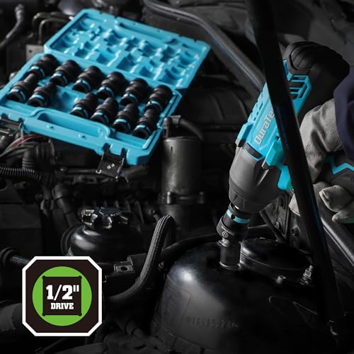 DURATECH 1/2" Drive Impact Swivel Socket Set, 13-Piece Shallow Wobble Sockets, Universal Joint Socket Set Metric, Cr-Mo Steel, 6 Point, Organized in Sturdy Storage Case(10-24mm) - style: 13 PCS Metric 1/2" Dr.