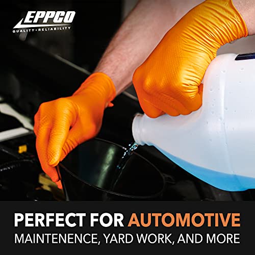 EPPCO TigerGrip 8-Mil Nitrile Glove Disposable Powder, Latex Free Textured Superior Grip Orange Gloves, Medium, Box of 100 - size: Medium (Pack of 100)