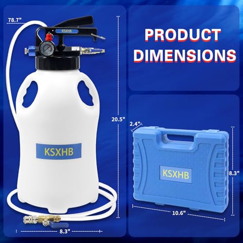 10L(2.64gal) Pneumatic Transmission Fluid Extractor and Dispenser-Transmission Fluid Pump with 15 Metal ATF Filler Adapters for Automotive Use,Transmission Fluid Transfer Pump