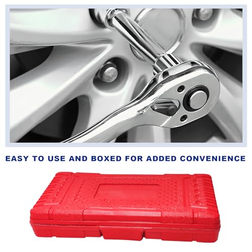 46PCS 1/4 Inch Car Repair Tool Set, Metric Socket Ratchet Wrench Set with Extension Bars & Bits, Quick-Release Ratchet Combination Tools Kit for Auto Repairing & Household