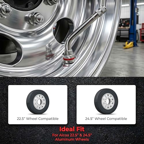 TR545D Truck Tire Valve Stems – 60° Bend, Fit 22.5" & 24.5" Alcoa Aluminum Wheels, Tubeless, 9.7mm Rim Hole (Pack of 10)