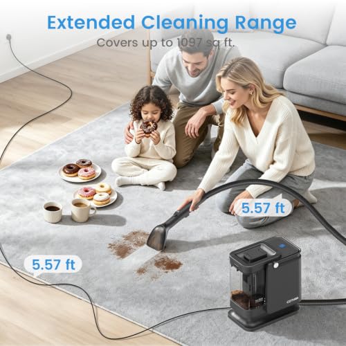 Portable Carpet Spot Cleaner Machine, Handheld Upholstery Cleaner with Pet Hair Brush & Cleaning Solution, for Pet Stains Couch Furniture Household Fabric Cleaning - color: Black-1