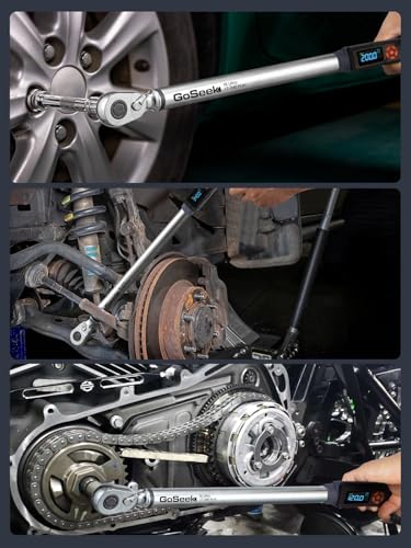 Goseek Upgraded Rechargeable Digital Torque Wrench, 12.5-250.7Ft-lbs/17-340Nm, 1/2'' Drive Electric Torque Wrench Set with Buzzer & LED & Vibration for Car Motor Tires Auto Repair