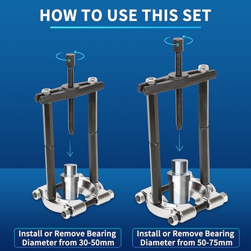 14Pcs Bearing Puller Set, 5 Ton Capacity Bearing Splitter Tool Kit, Pinion Wheel Bearing Removal Kit with 2" and 3" Jaws, Heavy Duty Bearing Splitter Tool Kit