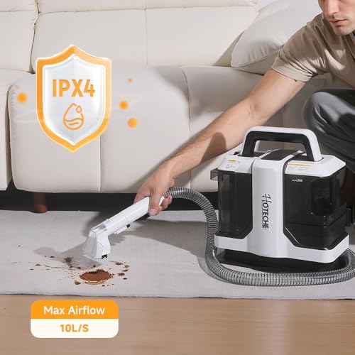 Hoteche Portable Carpet Cleaner Machine, Powerful Handheld Spot Extractor for Pet Stains, Upholstery & Car Interior Cleaning, Dual Tank System, Lightweight Electric Carpet Shampooer with Accessories