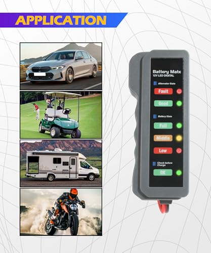 SCUARI Car Battery Tester,Car Accessories Relay Tester,12V Automotive Digital Battery Alternator Tester with LED Indication,Vehicle Battery Condition Detector,Suitable for Most Cars,Trucks,SUVs,Vans
