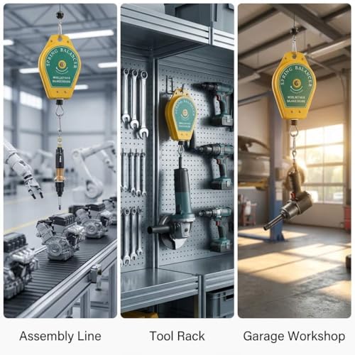 QWORK Spring Balancer, 2 Pack 6.6lbs - 11lbs Bearing Retractable Tool Fixture Holder for Assembly-line - size: 6.6lbs - 11lbs