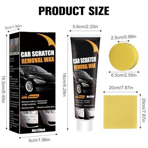 2Pcs Car Scratch Remover Wax, Professional Scratch Remover for Vehicles,Car Scratch Repair Paste with Wipe Sponge,Car Scratch Repair Paste for Deep Scratches with Wipe and Sponge