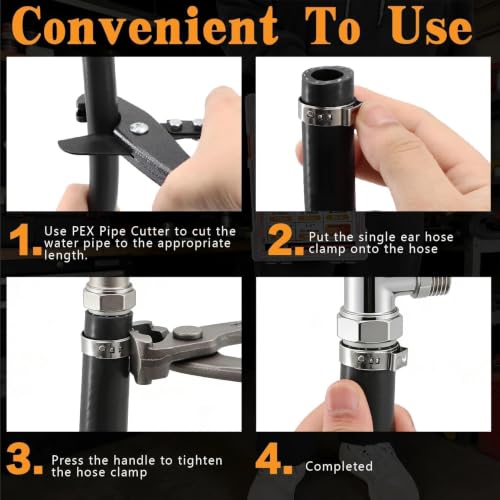 560PCS 22-Sizes Stepless Single Ear Hose Clamp Kit with Pliers & Cutter, 5.3-36.1mm (1/4"-1-3/8") 304 Stainless Steel Anti-Corrosion Clamps for Automotive Fuel Line,CV Boot,HVAC,Radiator & PEX - size: 560PCS