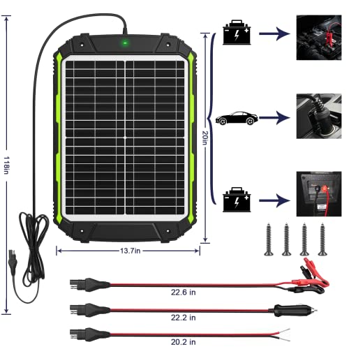 Sun Energise 20W 12V Solar Powered Battery Charger & Maintainer, Built-in Smart MPPT Charge Controller, Waterproof 20 Watt 12 Volt Solar Panel Trickle Charging Kits for Car Auto Boat RV Marine Trailer - size: 20W PRO