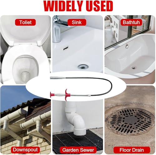 Drain Snake Hair Drain Clog Remover Tool - 61.4 inch Sink Drain Cleaner for Toilet Sewer Shower Kitchen Bathroom Tub Clogged Drains Opener Cleaning Tool - style: 61.4 inch
