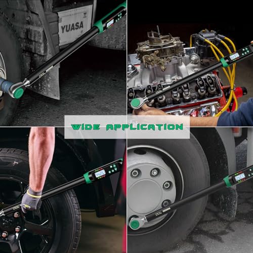 1/2 Inch Drive Digital Torque Wrench, 12.53-250.7Ft.lb/17-340N.m, Long Electronic Torque Wrench with Preset Value, Buzzer & LED Indicator, 2% Accuracy for Bike, Motorcycles, Car - size: 12.5-250.8 Ft-lb/17-340 Nm, style: 1/2-Inch