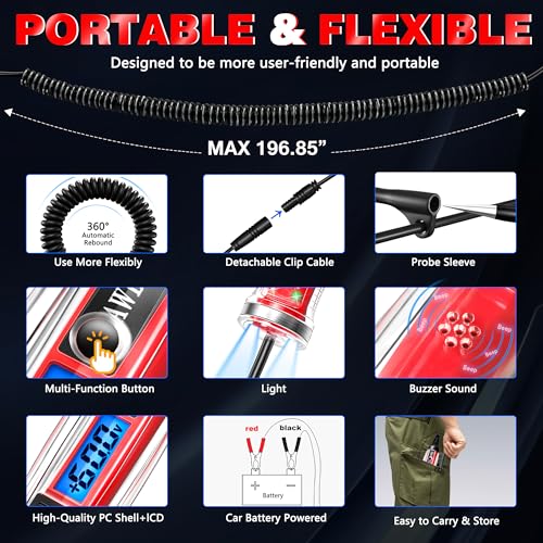 AWBLIN Power Circuit Probe Tester, LCD Digital Automotive Test Light | Voltage Display & Illumination, DC Voltage Tester, Electrical System Tool, Relay Fuse Continuity Current Test