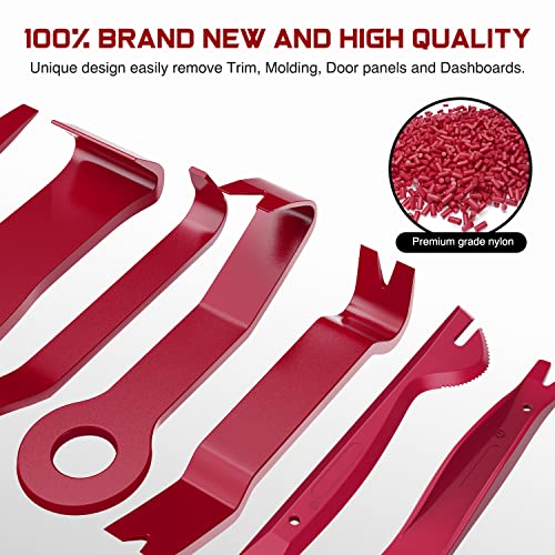 Nilight 238Pcs Trim Removal Tool, Auto Push Pin Bumper Retainer Clip Set Fastener Terminal Remover Tool Adhesive Cable Clips Kit Car Panel Radio Removal Auto Clip Pliers - color: 238 Clips+ Remover Tools Red