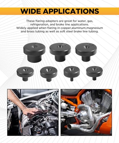 7PCS Double Flare Tool Adapters,Car Accessories Tubing and Flaring Tool Kit Replacement Head,Tubing and Flaring Tool Kit,Fit for 3/16,1/4,5/16,3/8,7/16,1/2,5/8 Inch Tube Expander Flaring