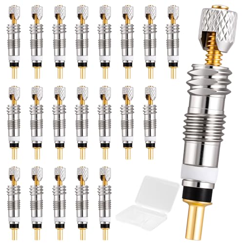 21Pcs Professional Brass Presta Valve Core & Stem - Leak-Proof Valve cores and Remover Tool Universal for Tubeless Road/MTB Bike Tires (Upgrade)