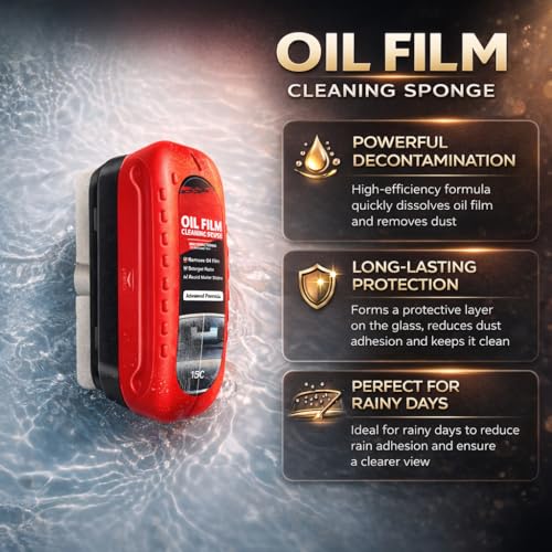 2 Pack Automotive Oil Film Cleaning Brush for Windshield, Car Glass Oil Film Remover with Hydrophobic Coating, Rain Repellent Windshield Cleaner Tool Improves Driving Visibility