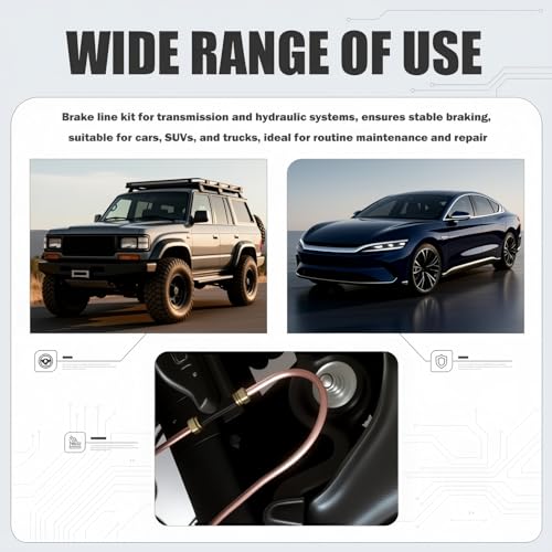 Brake Line Flaring Tool Kit,Professional Brake Line Kit with 25Ft 3/16" & 1/4" Copper Plated Steel Tubing & Tube Cutter,Rustproof Brakes Lines Repair Kits for Hydraulic Systems