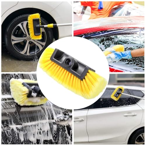 2 Pack Car Wash Brush Head, 10'' Car Wash Scrubber with Soft Bristle | Car Cleaning Brush Exterior Vehicle Wash Equipment Replacement for Auto RV Truck Boat Camper, Yellow