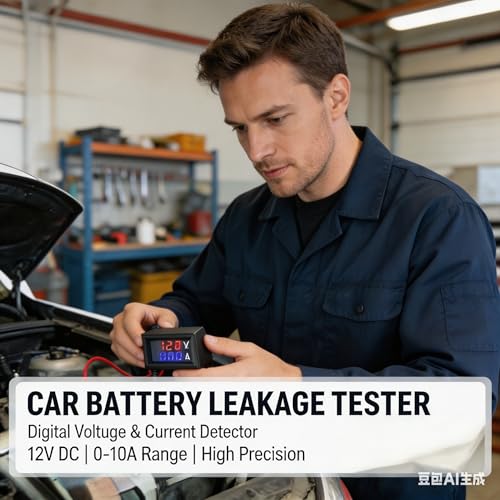 Automotive Parasitic Draw Tester, Car Battery Leakage Detector with Fuse Adapter, Safe No-Disconnect Current Leak Finder Diagnostic Tool for Vehicles, Trucks & SUVs