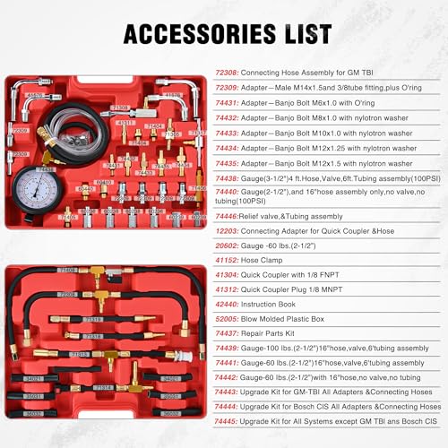 Nilight Fuel Injection Pressure Tester Kit, 0-140 PSI Fuel Pressure Gauge Master Automotive Test Tool for Most Car Truck Motorcycle SUV ATV RV - color: Master A