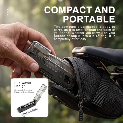 Compact Bike Repair Tool Kit with Bidirectional Ratchet Wrench & 7 S2 Bits | All-in-one portable design, bidirectional ratchet wrench, 7 magnetic s2 steel bits, high-tack vulcanized tire strips