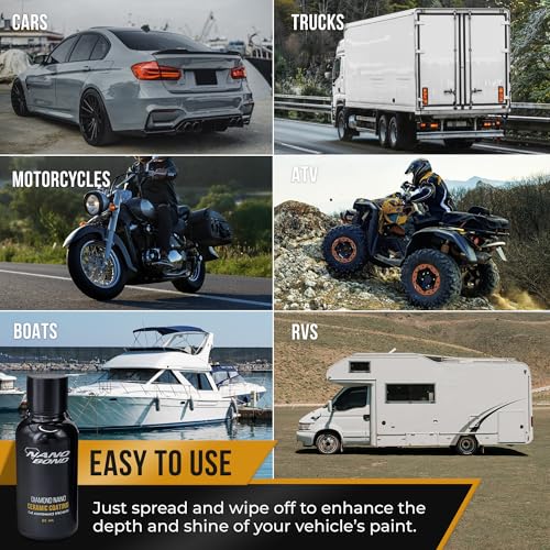 Nano Bond Ceramic Coating 9H PRO (60ML), Car, Plastic, Glass, and Wheel Exterior Care Product kit, Hydrophobic, Long Lasting Professional Care, High Gloss Paint Shine, Automotive Polishing Sio2 - size: 60ml Kit