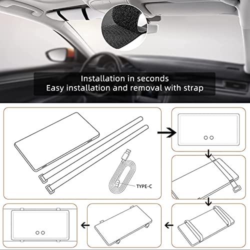 2PCS Car Sun Visor Vanity Mirror with 3 Light Modes & 80 LEDs, Rechargeable LED Cosmetic Makeup Mirror Essentials for Women, Dimmable Touch Control, Universal for Car Truck SUV | LED Cosmetic Makeup Mirror Essentials for Women, Dimmable Touch Control, Uni