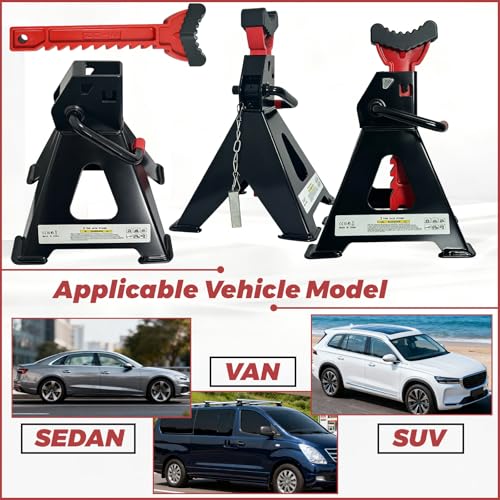 HENBOW Jack Stands,3 Ton(6600 Lbs) Capacity Car Jack Stand with Lock Pin,11.02"-16.14" Adjustable Height for Cars Trucks,Garage, SUV, UTV/ATV,1 Pair,Black - color: Black