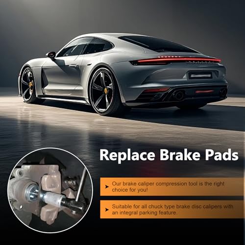 1 PC Brake Caliper Wind Back Tool Kit, Car Rear Brake Tool, Steel Brake Caliper Compression Tool, Universal Automotive Brake System Repair Accessories, for Most Cars (Silver)