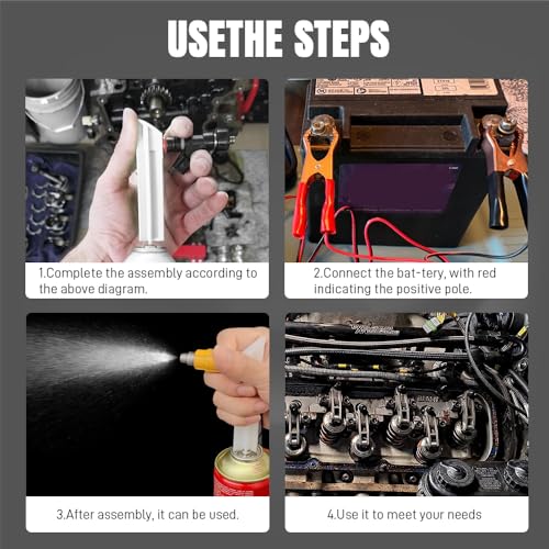 4PCS Fuel Injector Cleaner Kit, Flush Cleaner Adapter,Universal Fuel Injector Flush Cleaner Adapter DIY Cleaning Tool Kit with Test Lead, Fuel Pump Pressure Test for Most Vehicles
