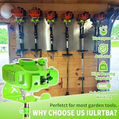Upgraded Trimmer Rack Wall Mount - 8" Heavy Duty Weed Eater Hanger for Garage Wall, Garden Power Tool Holder Organizer Hooks for Grass Trimmer, Hedge Trimmer, Leaf Blower and Chainsaw, Green, 2 Pack - color: Green-2Pack