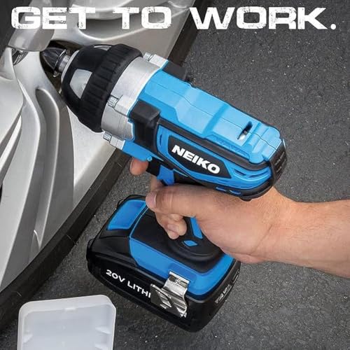 Neiko 10878A 1/2-Inch-Drive High-Torque Cordless Electric Impact-Wrench Kit with 20-Volt Lithium-Ion Charging Battery and 4 1/2-Inch-Drive Sockets - style: 1/2" Impact Wrench