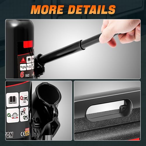 6-Ton Automotive Welded Hydraulic Bottle Jack for Vehicle Repairs, Pickups, & Trucks, Featuring a Manual Handle - 13228 lbs Capacity CAAP-TOLS-BJK-6T-BK