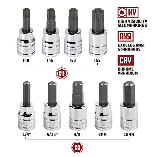 Powerbuilt 642453 152 Piece 1/4-inch, 3/8-inch, and 1/2-inch Drive Mechanics Tool- with SAE and Metric Socket Set, 72 Tooth Seal-Head Ratchet, Automotive Tool Kit, including Case - size: 152 Piece