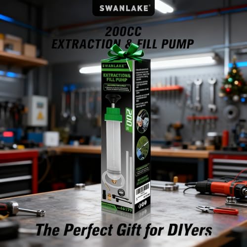 SWANLAKE 200cc Fluid Extractor & Fill Pump, Automotive Fluid Pump Extractor, Oil Change Pumps with 23'' Long Hose, 2PCS 12'' Extension Tubes, Suction Pumps for Lawn Mowers Cars - size: 200ML with Hose