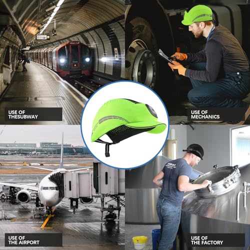 UM ULTRAMAXX Lightweight Bump Cap with Reflective Stripes, Breathable Baseball Cap Style, Head Protection Hard Hat for Men Women - color: Lime with Led Light